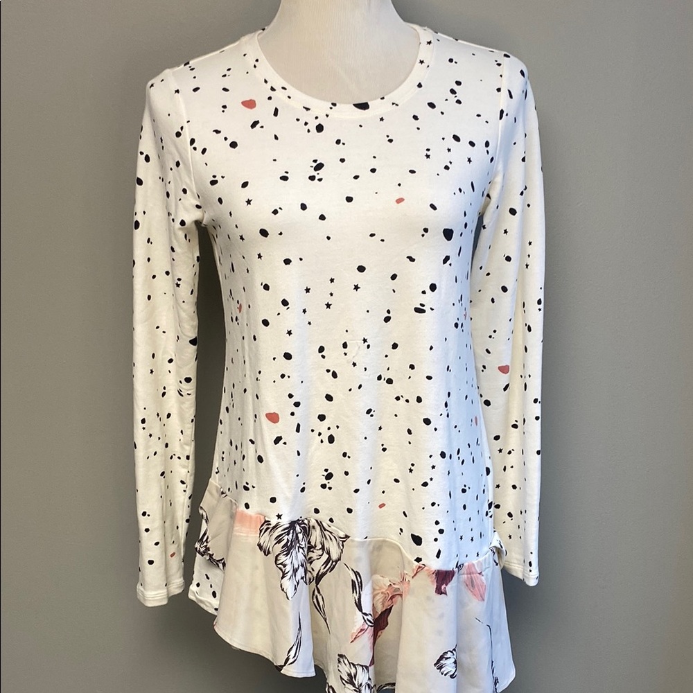 LOGO Lounge White Long Sleeve Fitted Peplum Top – Size XS